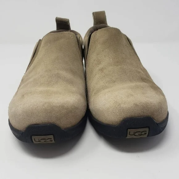 UGG AUSTRALIA Brown Tan Suede Shearling Slip On Shoes Womens Size 9 - Picture 6 of 7